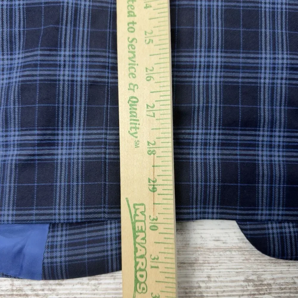 Tom James Super 140s Wool Plaid Sport Coat Blazer Jacket Mens 45R Custom Tailore
